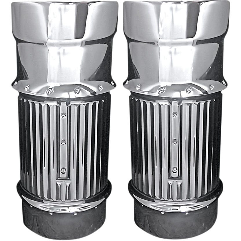 Covingtons Customs Dimpled Chrome Fork Bellows Slider Covers Boot Harley 14-22