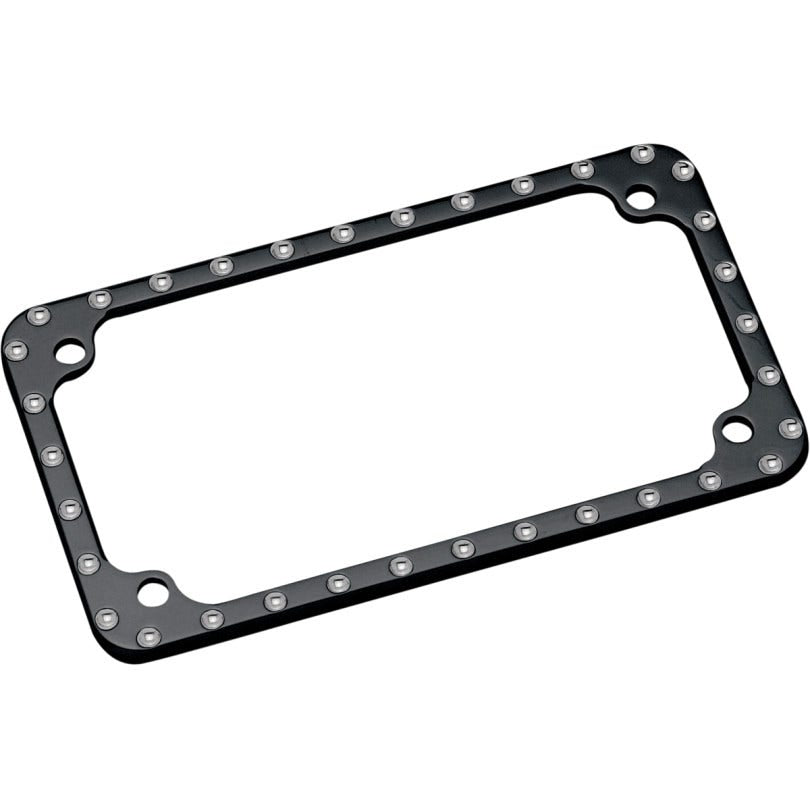 Covingtons Customs Black Dimpled License Tag Plate Frame 4x7 for Harley & Metric