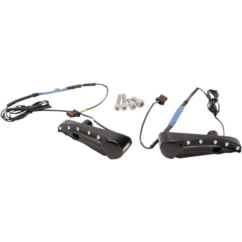 Covingtons Customs Black Flush Front Billet Turn Signals Harley Road Glide 15-17
