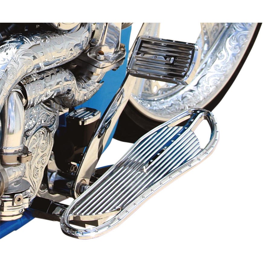 Covingtons Dimpled Chrome Driver Floorboards Harley FLHT & FL Softail 84-17