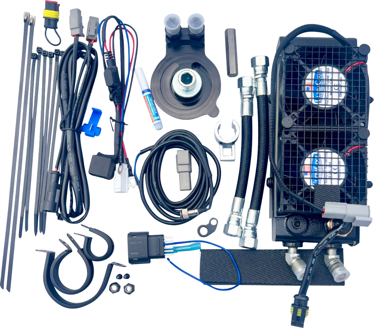 UltraCool SMT8-8N Naked Oil Cooler Kit with Dual Fans for 2023-2026 Harley-Davidson Touring & Trike - Black