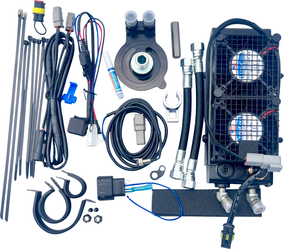 UltraCool SMT8-8N Naked Oil Cooler Kit with Dual Fans for 2023-2026 Harley-Davidson Touring & Trike - Black
