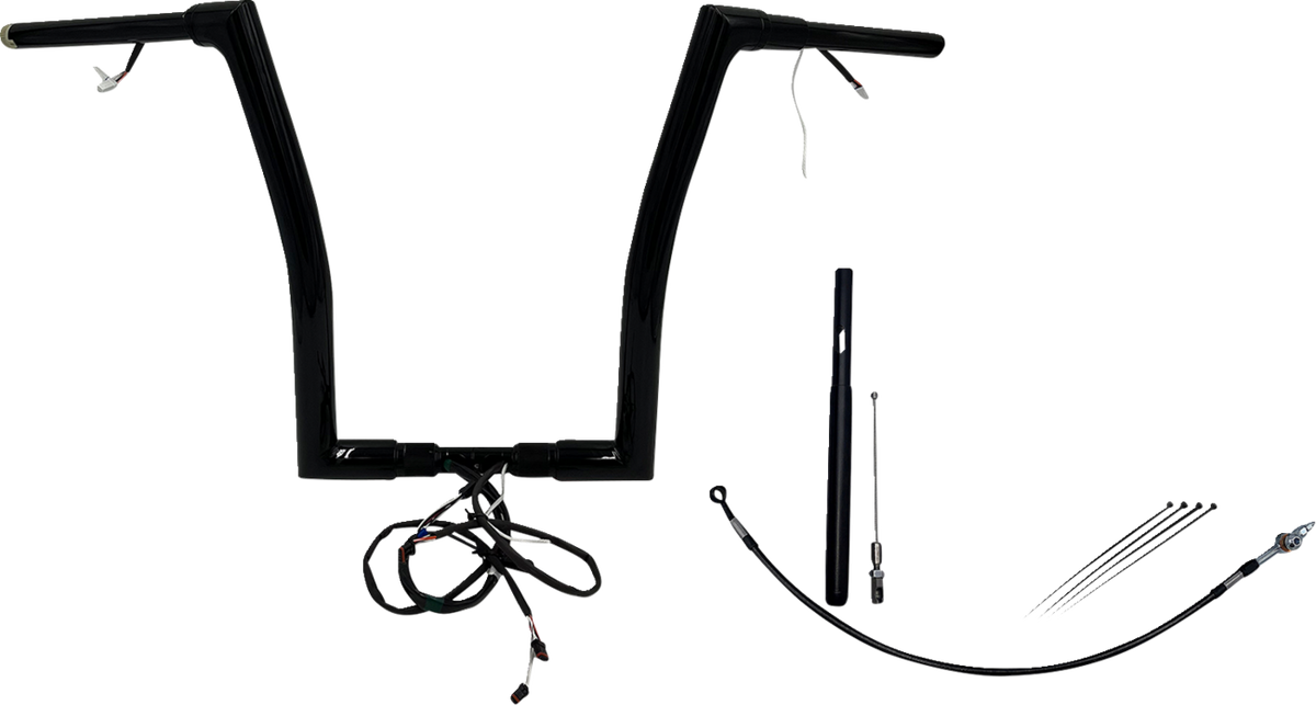 FBI Fat Baggers Wired 1-1/2" Flat Top Handlebar Kits for FLTR '21-'25 - Black / 16"