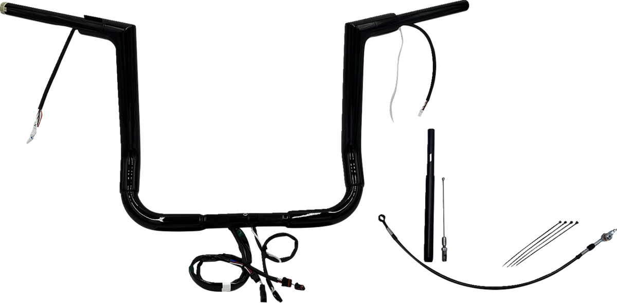 FBI Fat Baggers Wired 1-1/2" Flat Top Handlebar Kits for FLH/X '21-'22 - Black / 14"