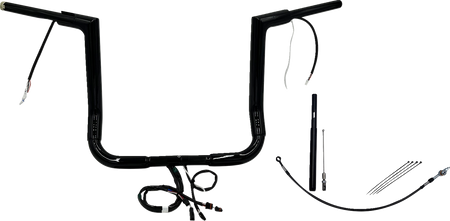 FBI Fat Baggers Wired 1-1/2" Flat Top Handlebar Kits for FLH/X '21-'22 - Black / 14"