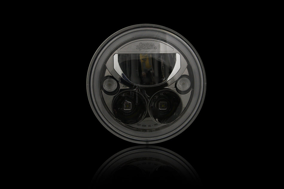 Custom Dynamics Black Tru-Beam 7" Headlight Headlamp for Harley Touring FLH/T