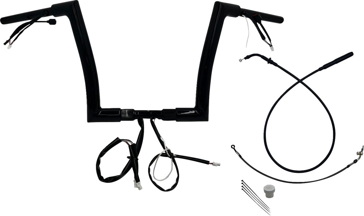 FBI Fat Baggers 1-1/2" EZ Flat Top Pre-Wired Handlebars for FLTR '23-'26 - Black / 12"