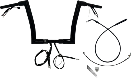 FBI Fat Baggers 1-1/2" EZ Flat Top Pre-Wired Handlebars for FLTR '23-'26 - Black / 12"