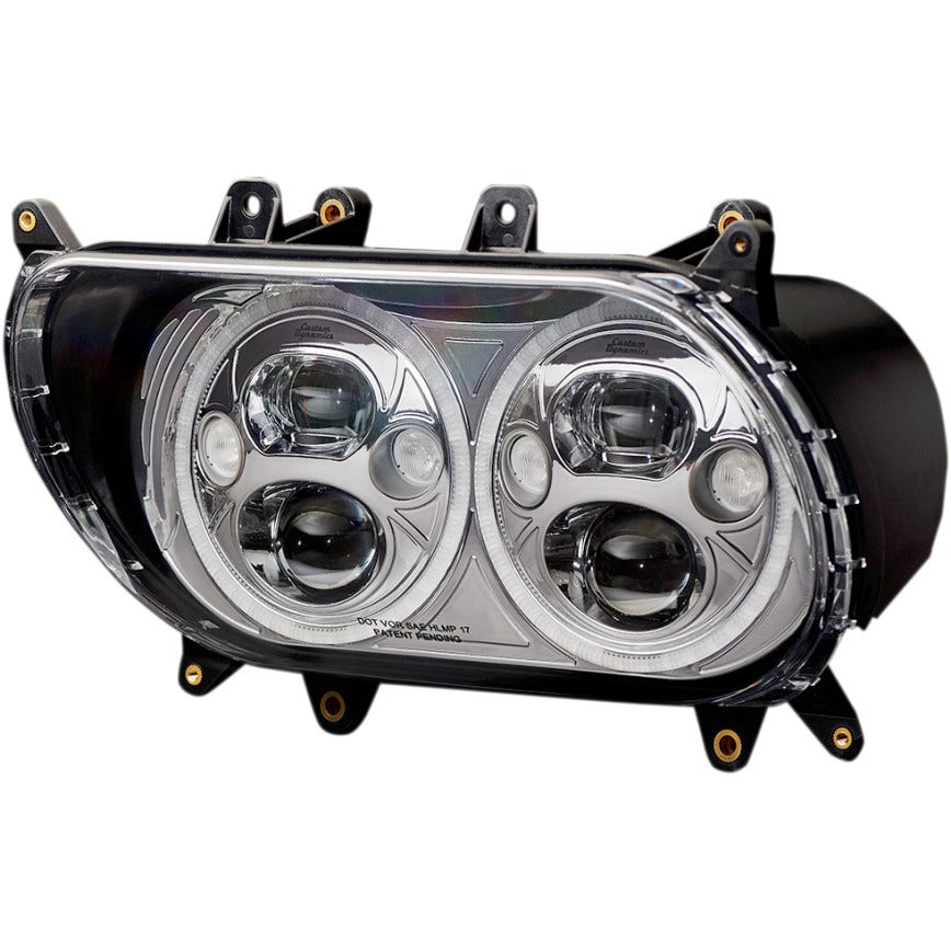 Custom Dynamics Chrome Veil 5.75" Dual LED Halo Headlight Turn Signal FLTR 15-19