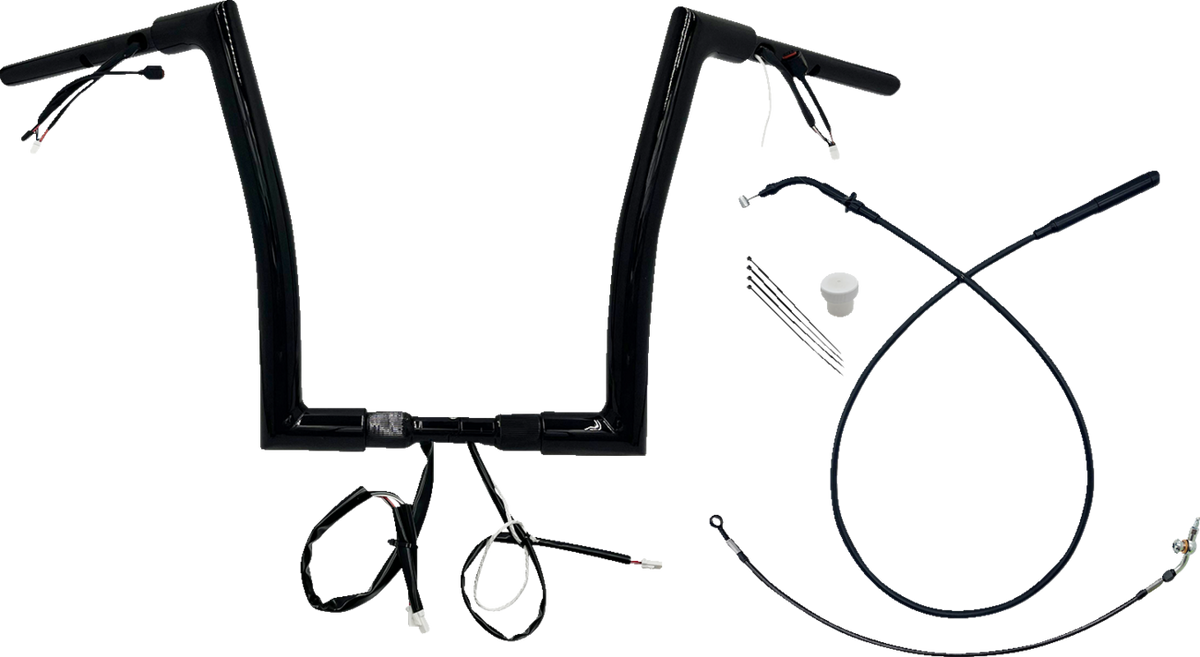 FBI Fat Baggers 1-1/2" EZ Flat Top Pre-Wired Handlebars for FLTR '23-'26 - Black / 14"