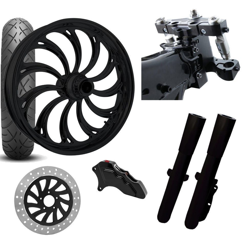 RC 26 Calypso Black Wheel Tire Neck Rake Front End Package Harley Single Side