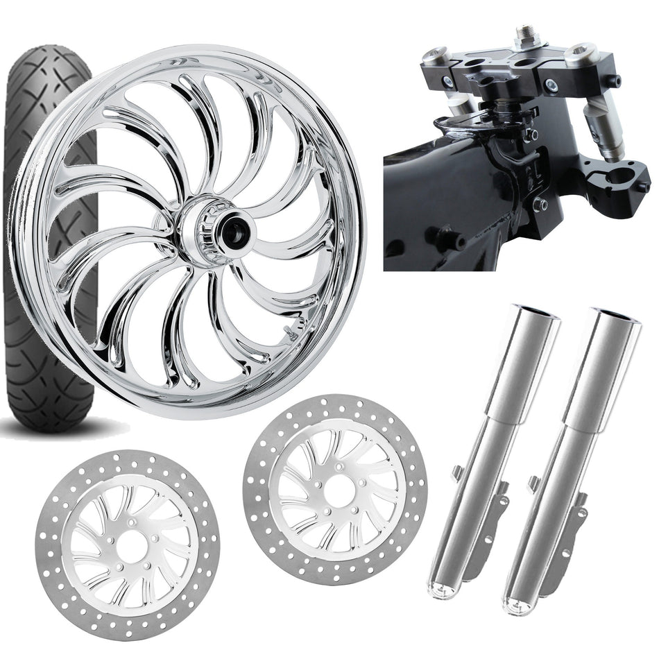 RC 26 Calypso Chrome Wheel Tire Neck Rake Front End Package Harley Dual Disc