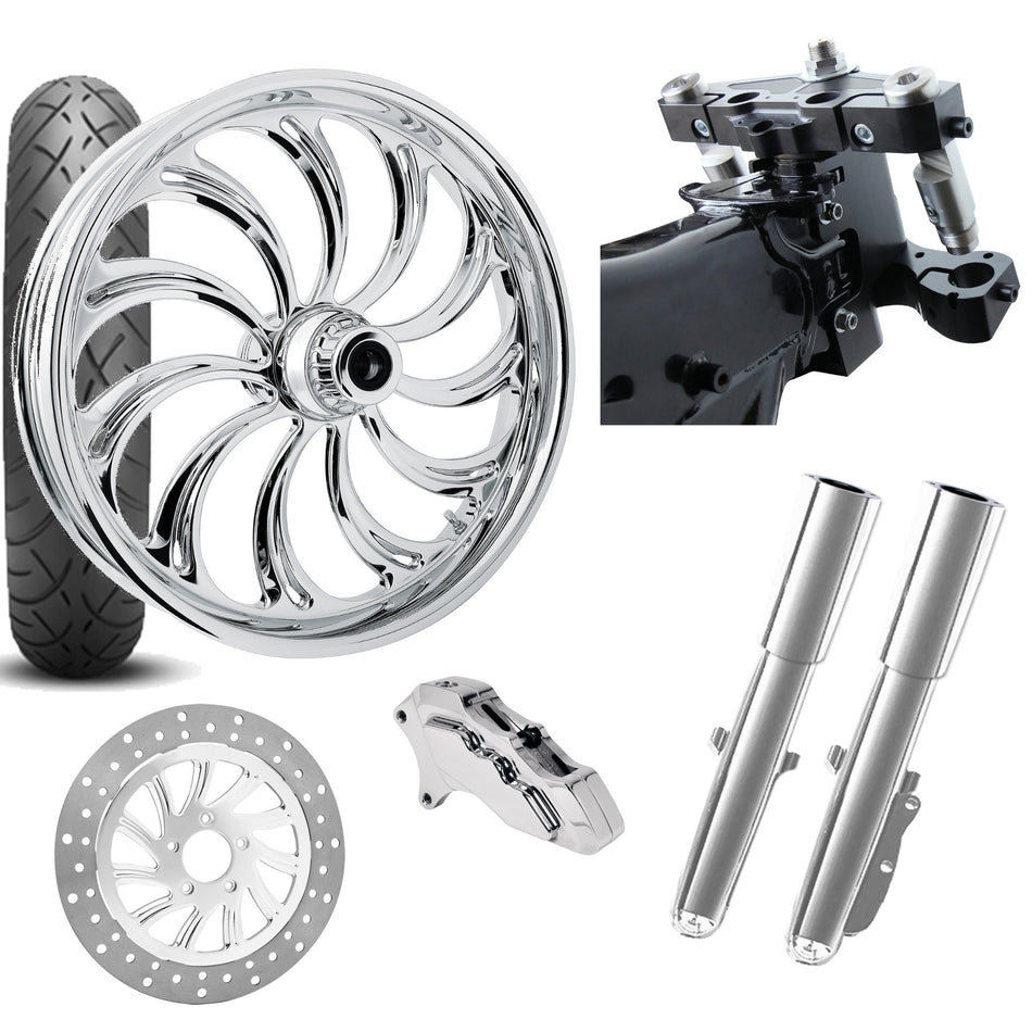 RC 26 Calypso Chrome Wheel Tire Neck Rake Front End Package Harley Single Side