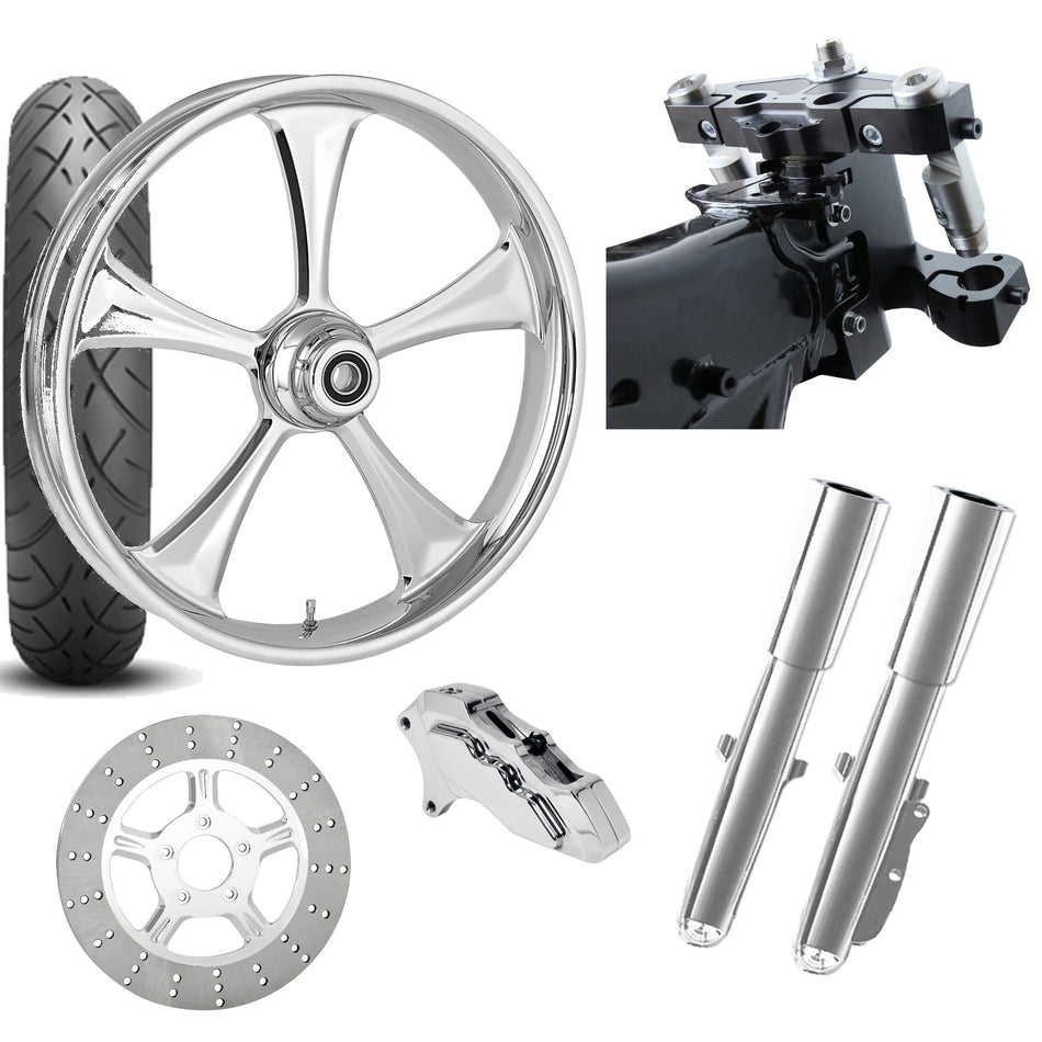 RC 26 Clutch Chrome Wheel Tire Neck Rake Front End Package Harley Single Side