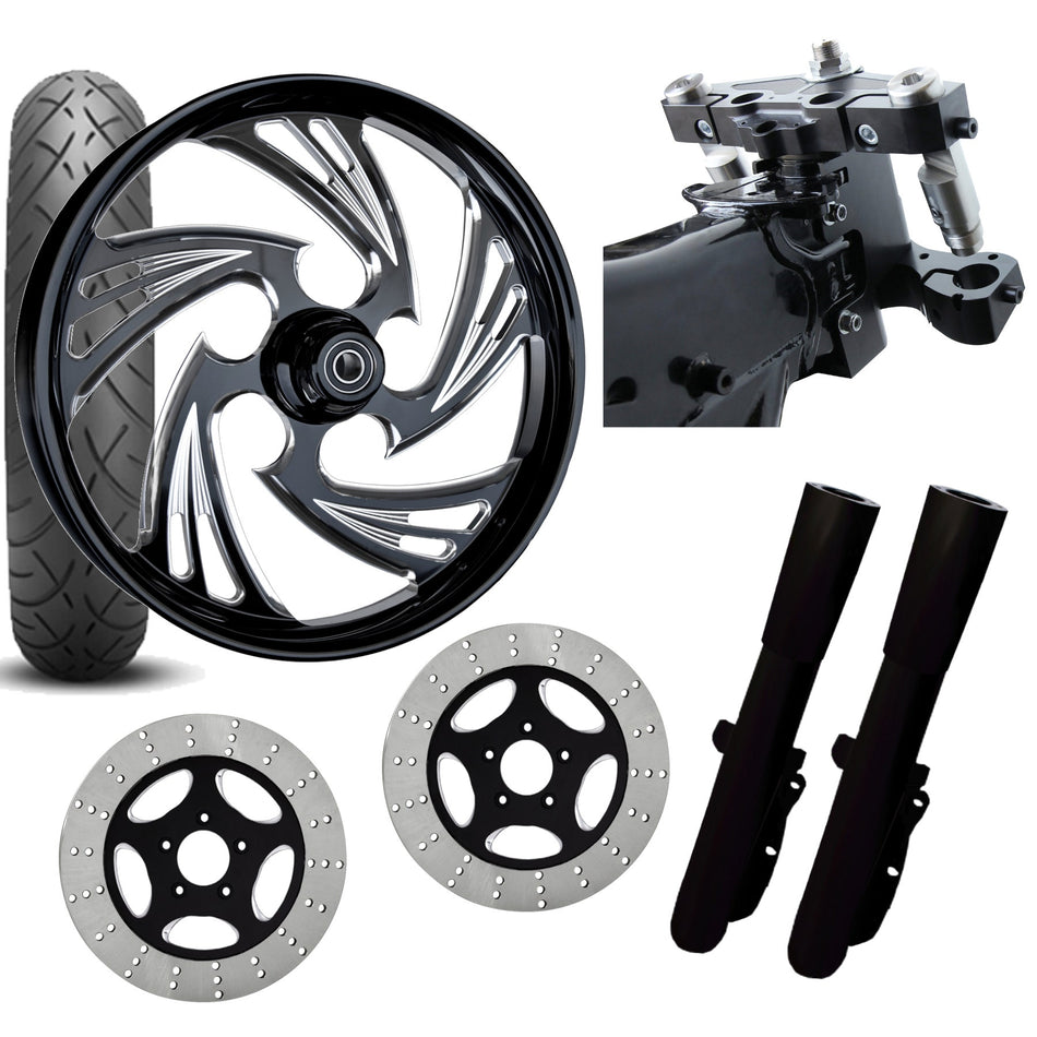 RC 26 Crisis Eclipse Wheel Tire Neck Rake Front End Package Harley Dual Disc