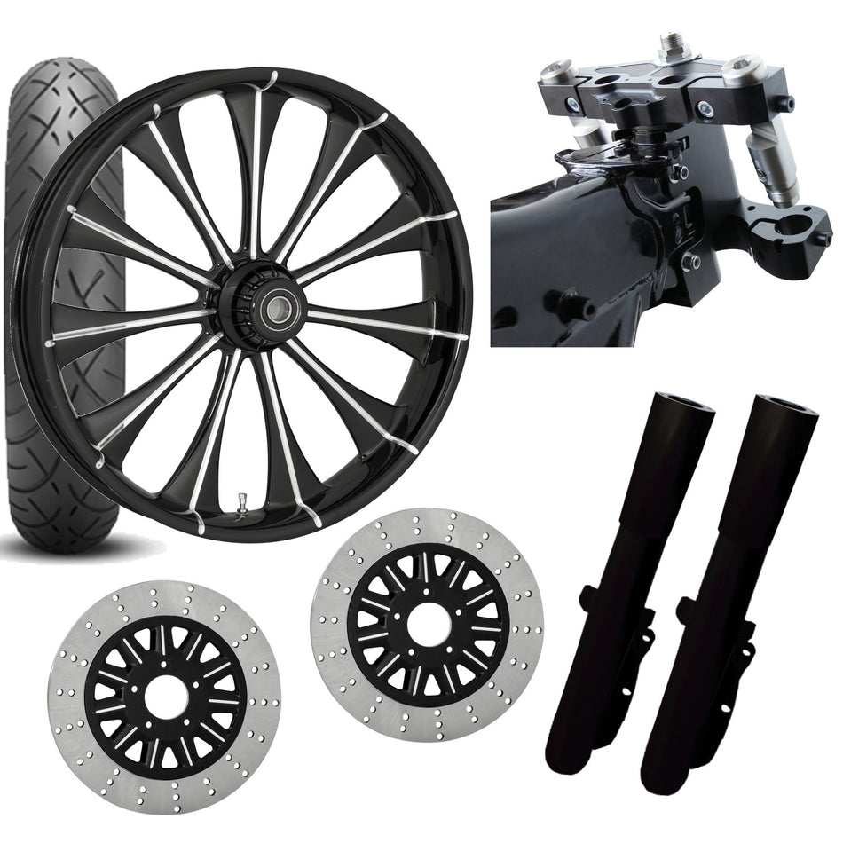 RC 26 Cynical Eclipse Wheel Tire Neck Rake Front End Package Harley Dual Disc