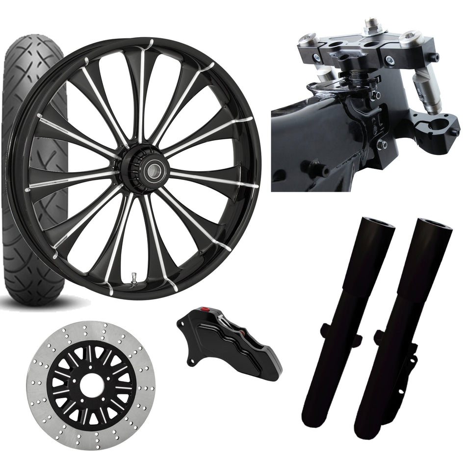 RC 26 Cynical Eclipse Wheel Tire Neck Rake Front End Package Harley Single Side