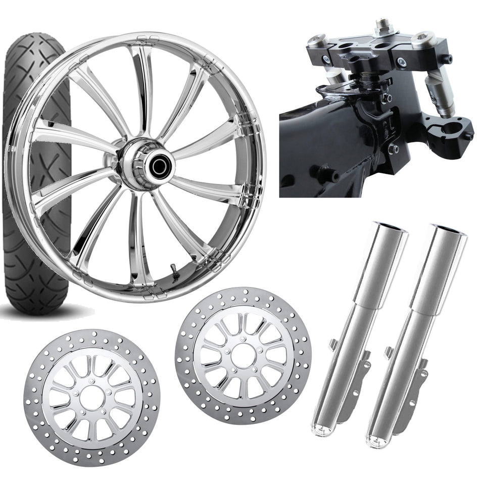 RC 26 Cypher Chrome Wheel Tire Neck Rake Front End Package Harley Dual Disc