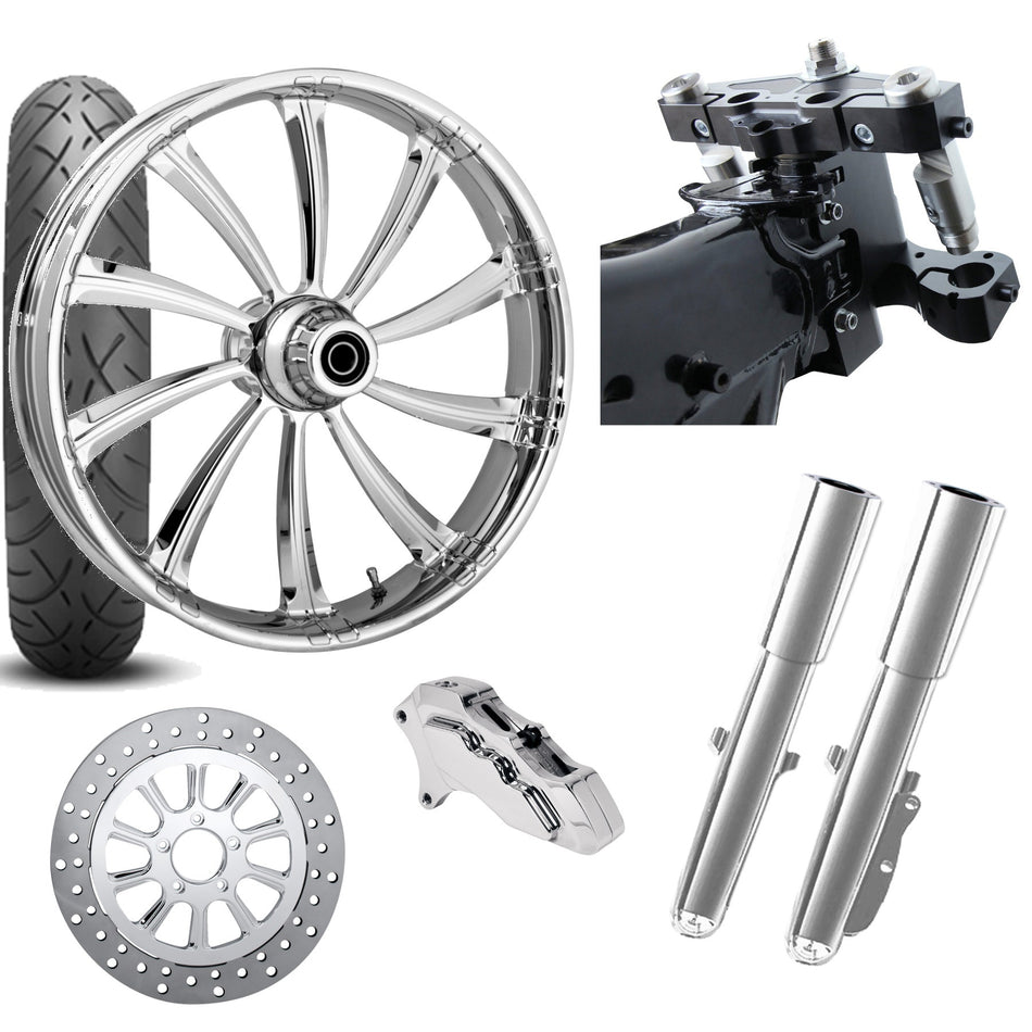 RC 26 Cypher Chrome Wheel Tire Neck Rake Front End Package Harley Single Side