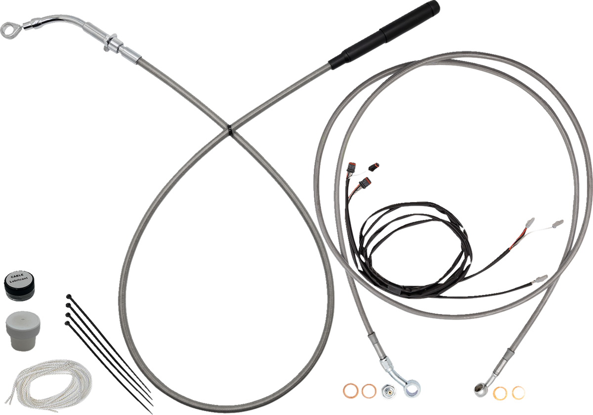 FBI EZ Install Upper Clutch Kit - Full Length for 2015-2026 H-D Touring - FLH/X '21-'24 / Braided Stainless Steel/Chrome / 16"