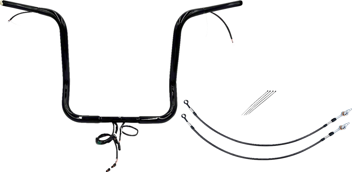FBI Wired 1-1/4" Pointed Top Handlebar Kits for 16-20 FLHT/FLHX & Trike - Black / 16"