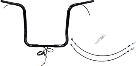 FBI Wired 1-1/4" Pointed Top Handlebar Kits for 16-20 FLHT/FLHX & Trike - Black / 16"