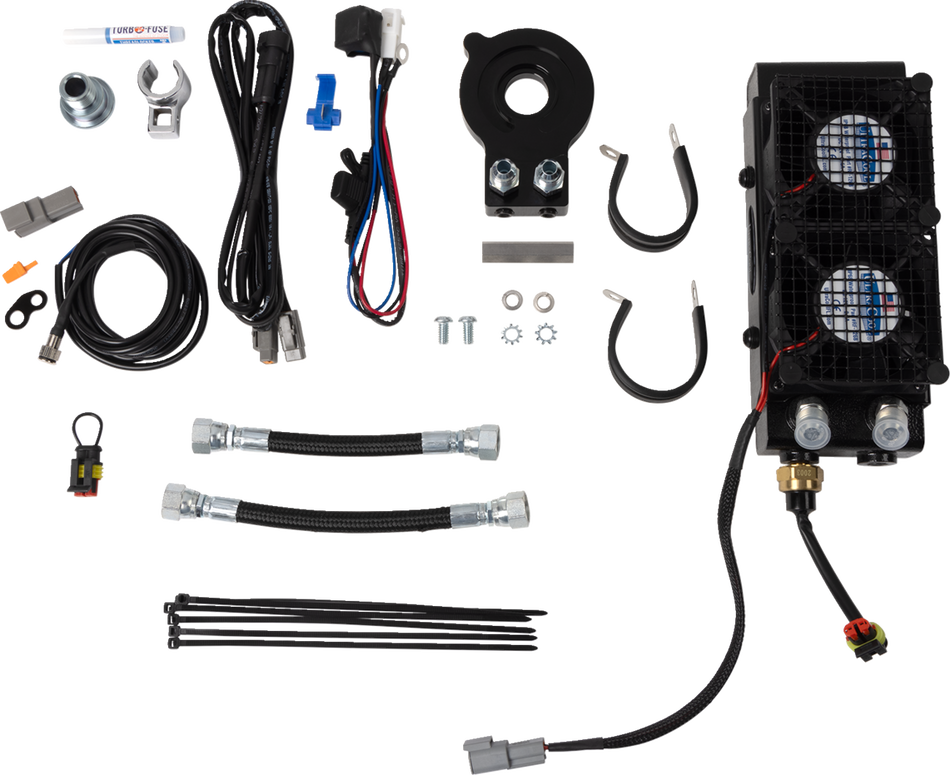 UltraCool SMSP-2 3.0 Side Mount Oil Cooler Kit with Fan for 2004-2022 Harley-Davidson Sportster
