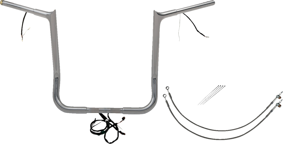 FBI Wired 1-1/4" Pointed Top Handlebar Kits for 16-20 FLHT/FLHX & Trike - Chrome / 16"