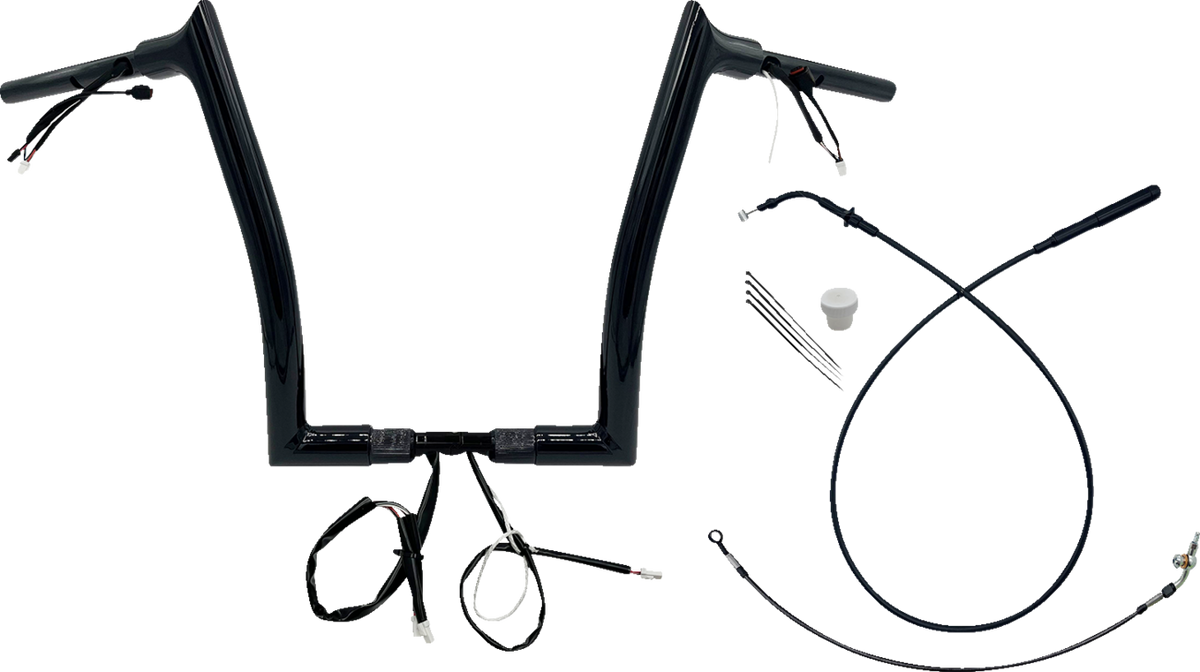 FBI Fat Baggers 1-1/2" EZ Pointed Top Pre-Wired Handlebars for FLTR '23-'26 - Black / 14"