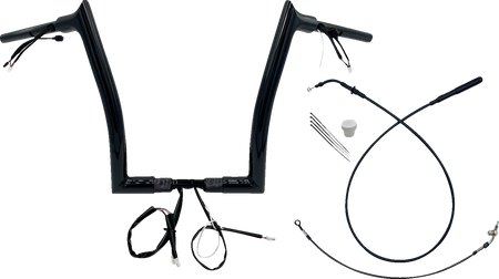 FBI Fat Baggers 1-1/2" EZ Pointed Top Pre-Wired Handlebars for FLTR '23-'26 - Black / 14"
