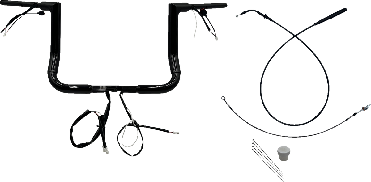 FBI Fat Baggers 1-1/2" EZ Flat Top Pre-Wired Handlebars for FLH/X '23-'26 - Black / 12"
