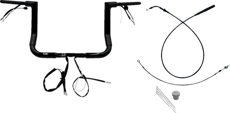 FBI Fat Baggers 1-1/2" EZ Flat Top Pre-Wired Handlebars for FLH/X '23-'26 - Black / 12"
