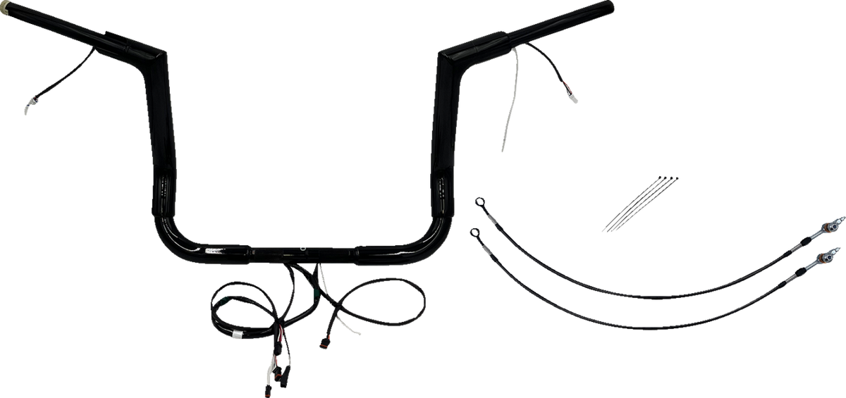 FBI Fat Baggers Wired 1-1/2" Flat Top Handlebar Kits for FLH/X '14-'15 - Black / 12"