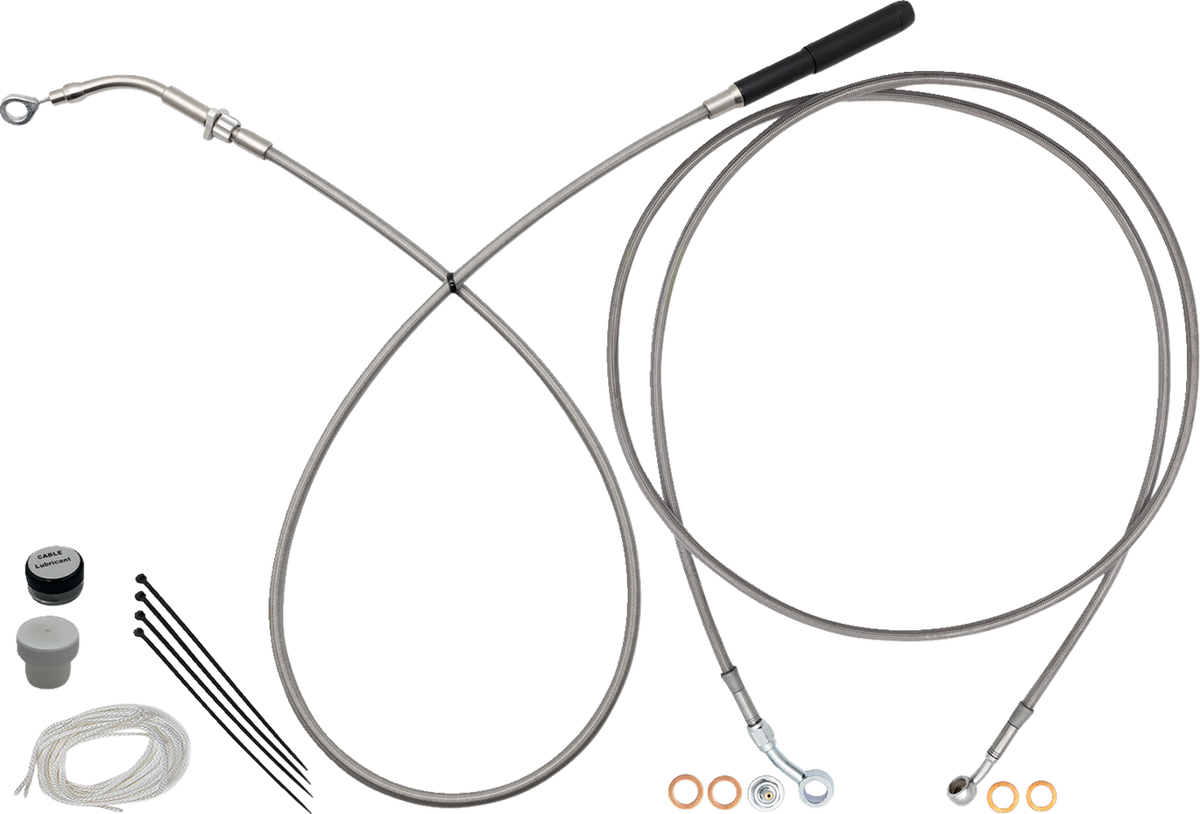 FBI EZ Install Upper Clutch Kit - Full Length for 2015-2026 H-D Touring - FLTR '21-'25 / Braided Stainless Steel / 14"