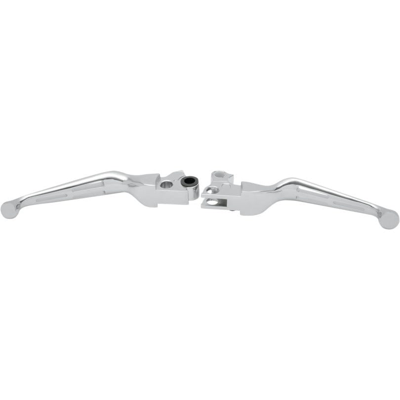 Drag Chrome Slotted Wide Brake Clutch Lever Set Harley 84-96 Big Twin Touring