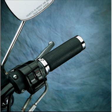 Drag Specialties Textured Black Rubber Grips Chrome Ends Harley Cable Throttle