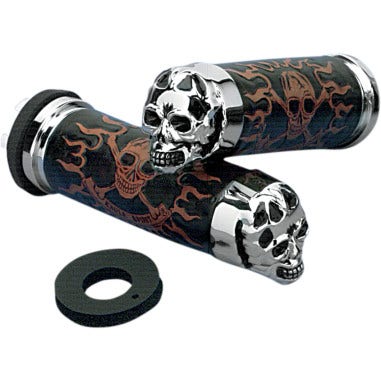 Drag Specialties Skull Grips Black Eyes for Harley Cable Throttle (Sleeve Incl.)