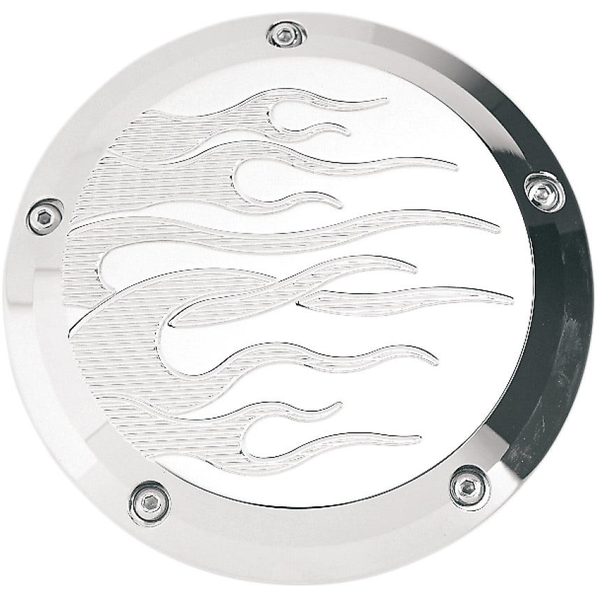 Joker Machine Chrome Flame 5 Hole Derby Cover for Harley Twin Cam 99-16