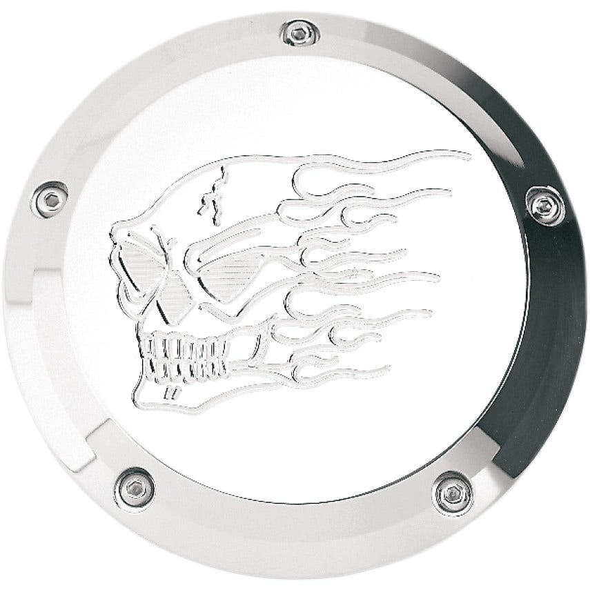 Joker Machine Chrome Hot Head Skull 5 Hole Derby Cover for Harley Twin Cam 99-16