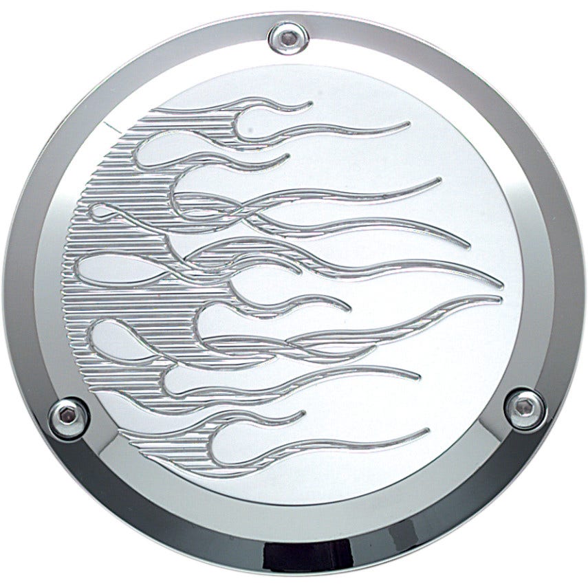 Joker Machine Chrome Flame 3 Hole Derby Cover for Harley Big Twin 70-98