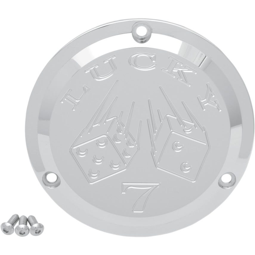 Joker Machine Chrome Lucky 7 3 Hole Derby Cover for Harley Big Twin 70-98