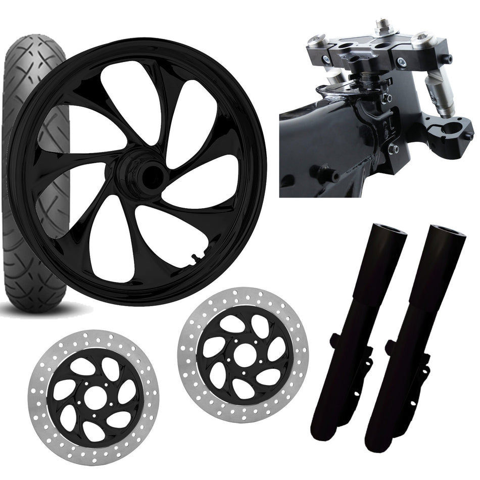 RC 26 Drifter Black Wheel Tire Neck Rake Front End Package Harley Dual Disc