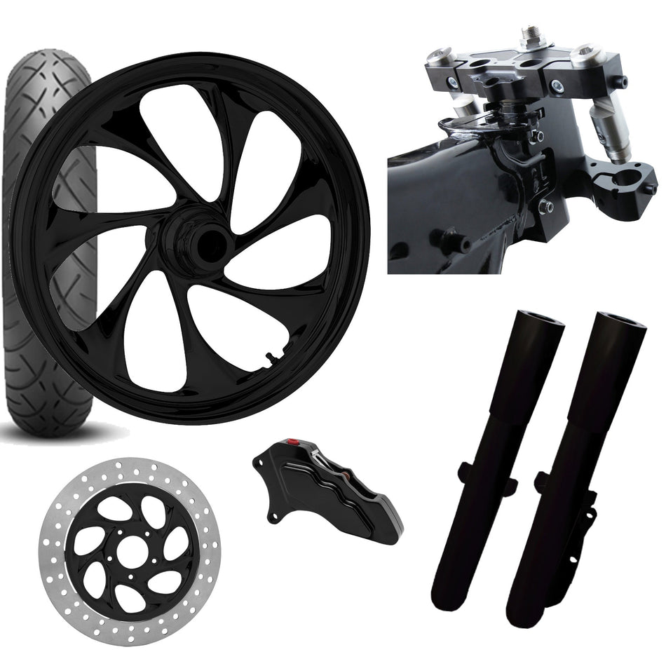 RC 26 Drifter Black Wheel Tire Neck Rake Front End Package Harley Single Side