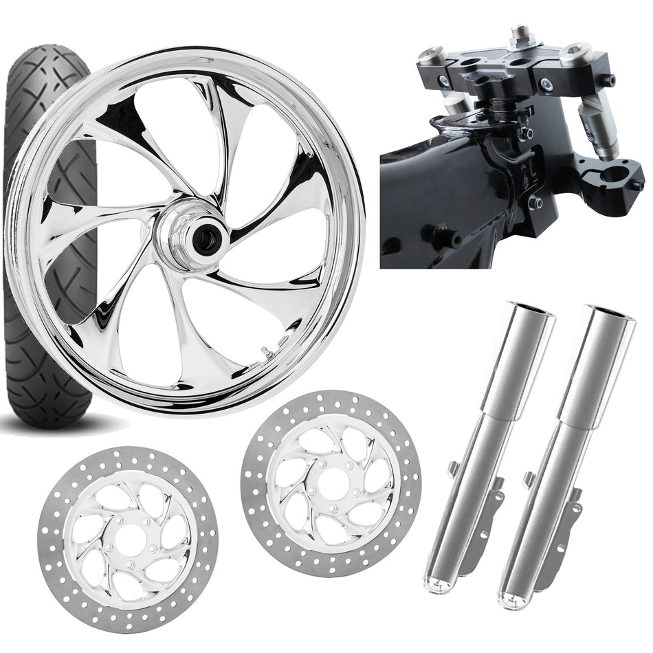 RC 26 Drifter Chrome Wheel Tire Neck Rake Front End Package Harley Dual Disc