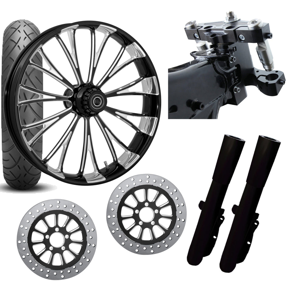 RC 26 Dynasty Eclipse Wheel Tire Neck Rake Front End Package Harley Dual Disc