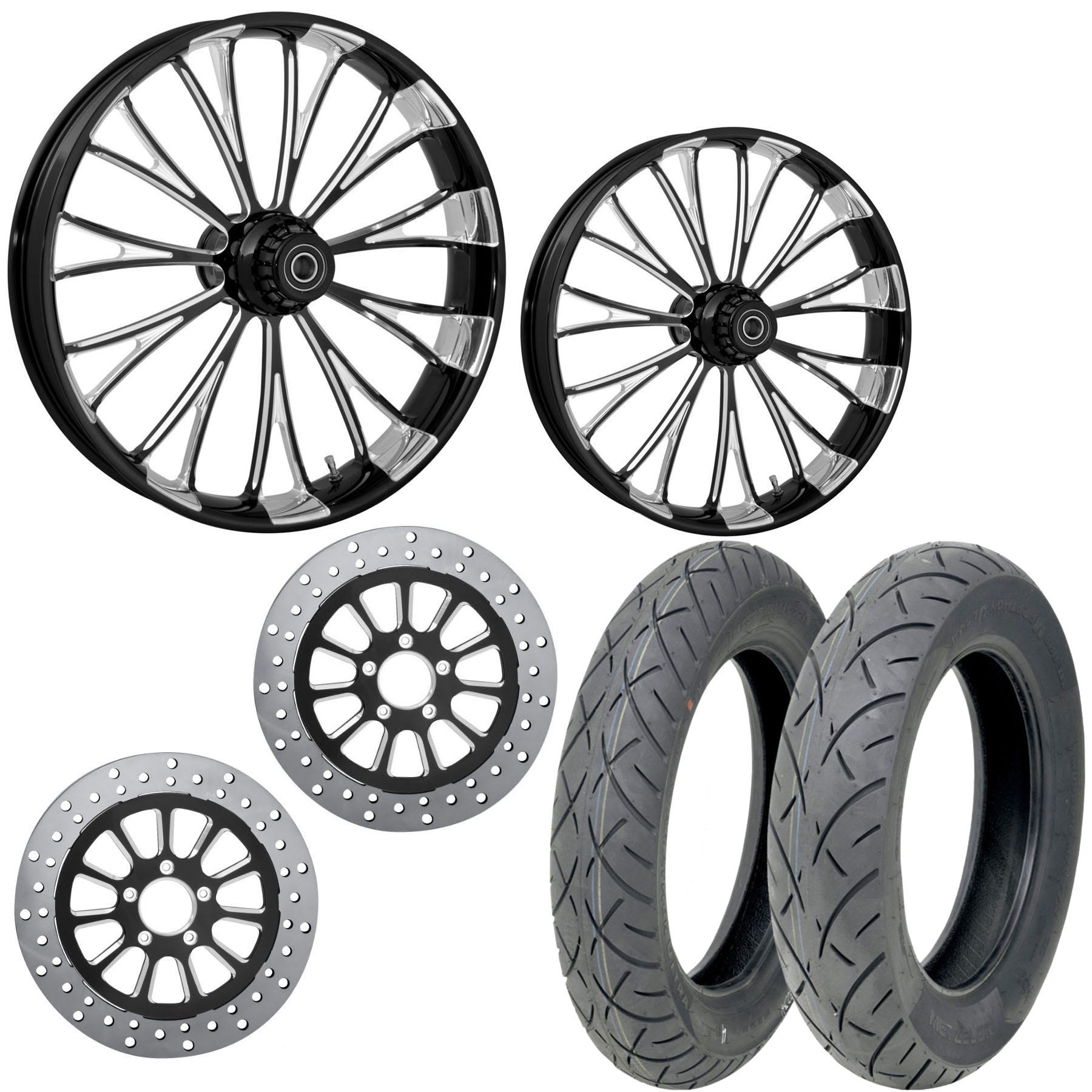 RC Components 21/18 Front Rear Wheel Package Set Tires Rotors