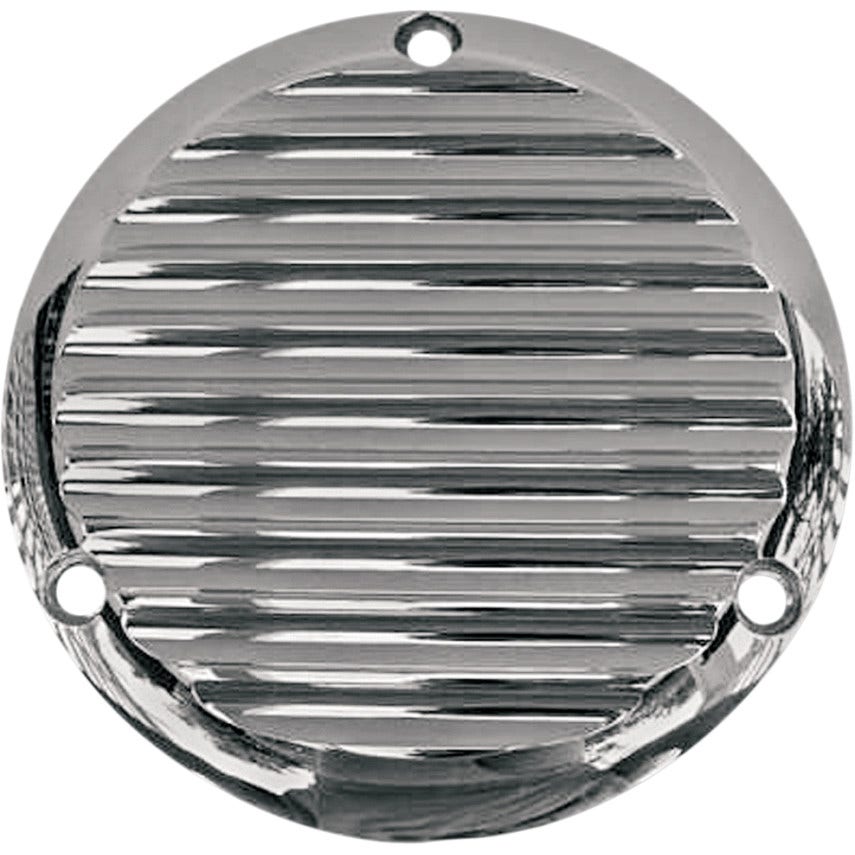 Joker Machine Chrome Finned 3 Hole Derby Cover for Harley Big Twin 70-98