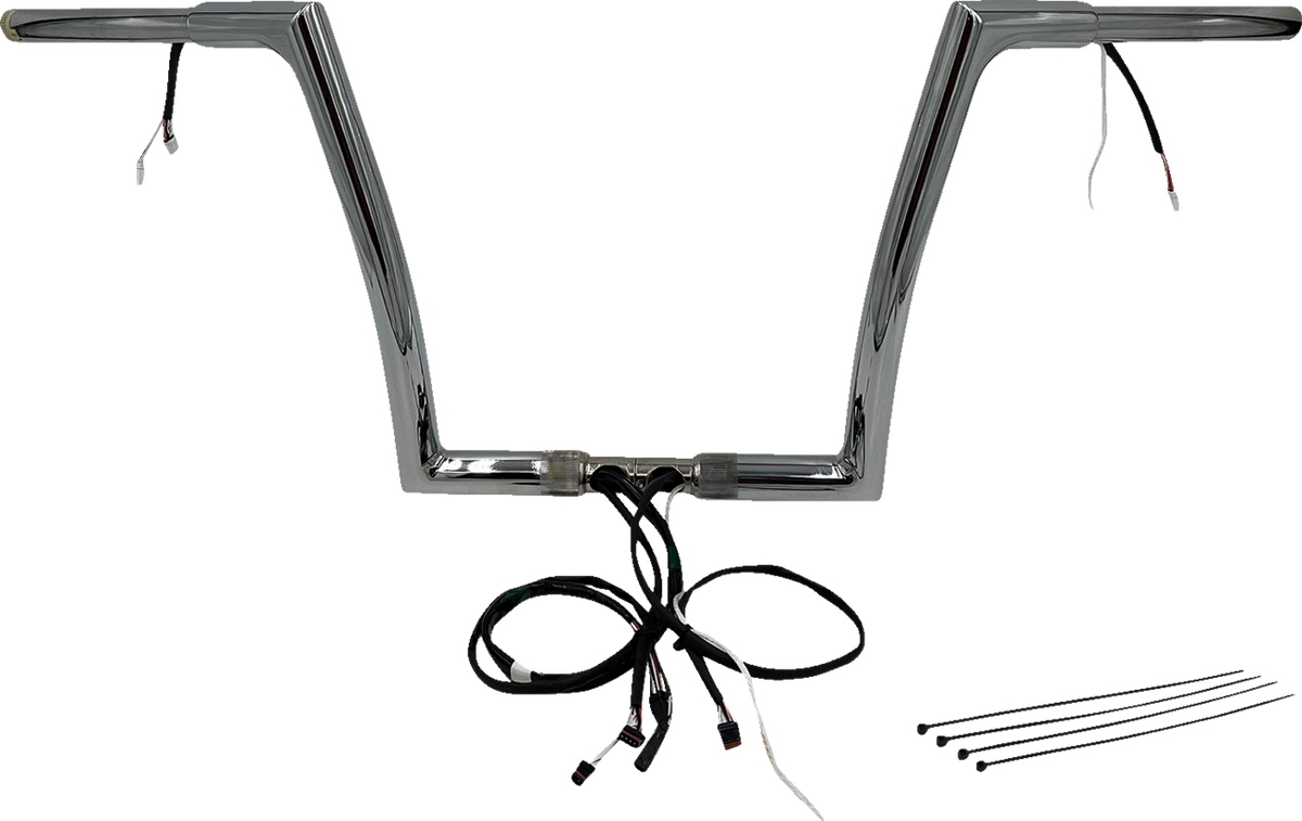FBI Wired 1-1/4" Flat Top Handlebar Kits for 16-20 FLTRX/S, FLTRU/FLTRK - Chrome / 12"
