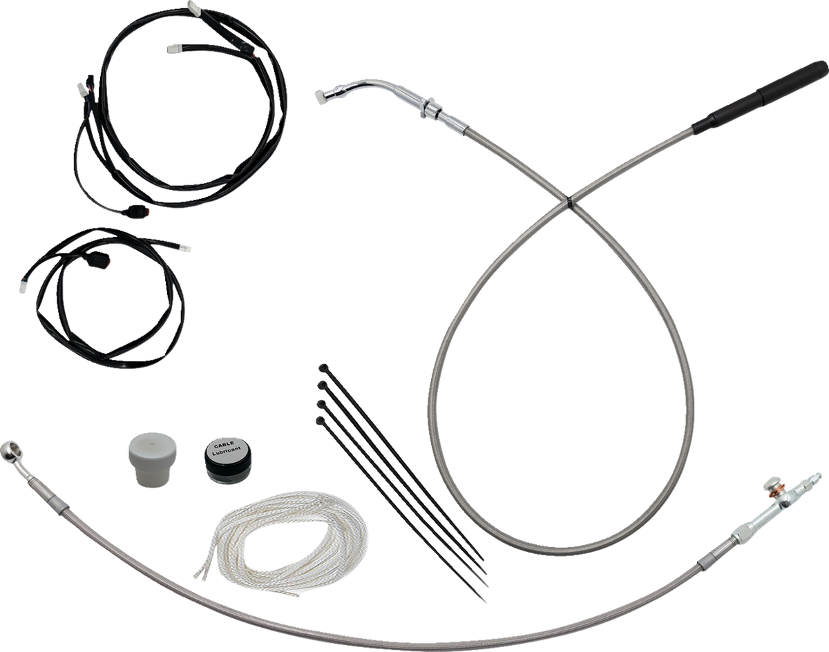 FBI EZ Install Upper Clutch Kit - Quick Connect for 2021-2026 H-D Touring - FLH/X '23-'26 / Braided Stainless Steel/Chrome / 13"