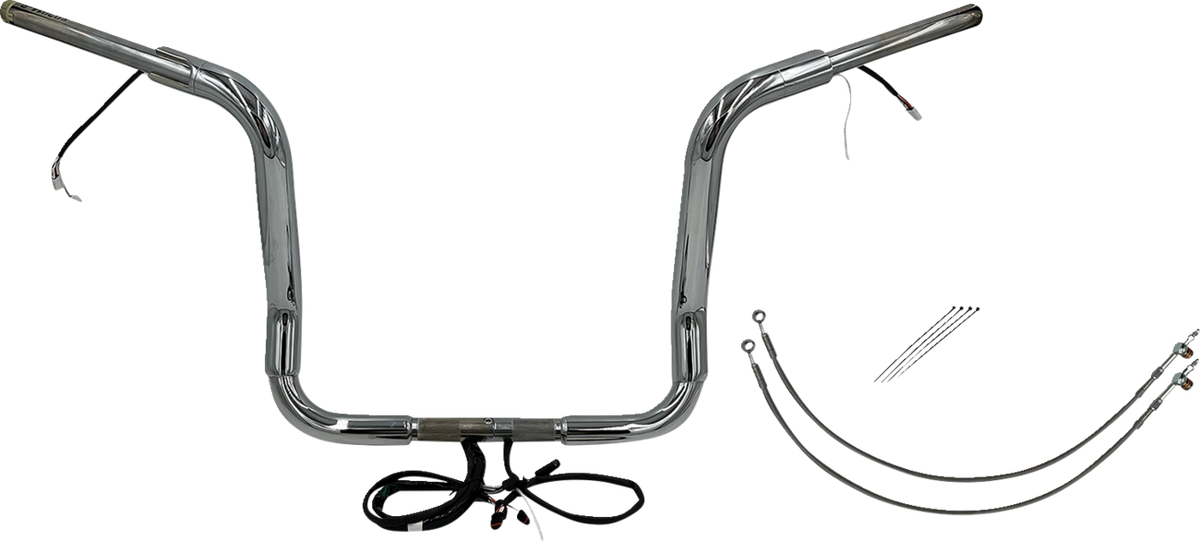 FBI Fat Baggers Wired 1-1/2" Round Top Handlebar Kits for FLH/X '16-'20 - Chrome / 14"